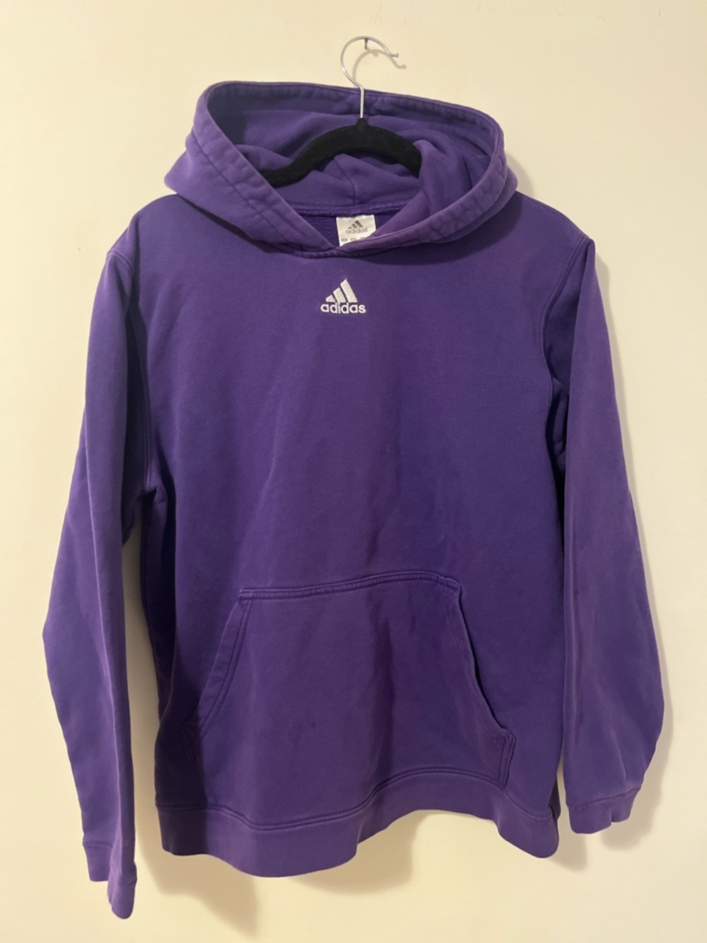 adidas Purple Kids Pullover Hoodie with Front Pocket